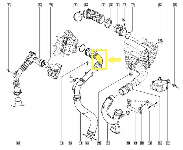 INTERCOOLER SLANGE RENAULT SCENIC 144605705R
