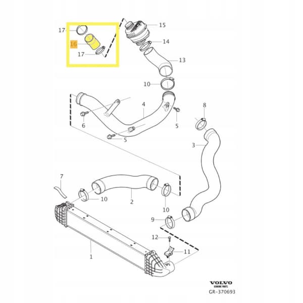 VÄLIJÄÄHDYTTIMEN TURBIINILETKU VOLVO XC70 2.4 D 31274410