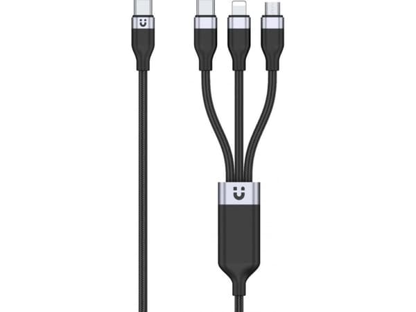 Unitek USB 3-i-1 laddningskabel svart C14101AGY01-1,5M