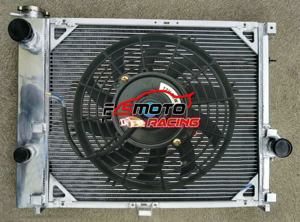 ALUMINIUMRADIATOR + FLÄKTKOMBINATION, 2-Rad Kyldesign, Kompatibel med M50 Motor, Perfekt Passform för BMW E34