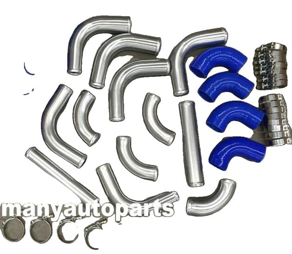 Aluminium Intercooler Turbo Rørkit, 2 Tommer Diameter, Inkluderer Slanger og T-Klemmer, Universel Pasform