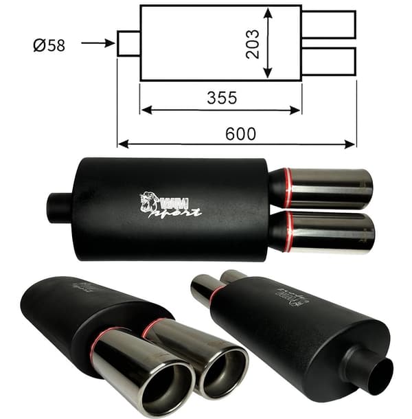 Sport Basdæmper Universal WM Sport 93847 2x80 indgang 58