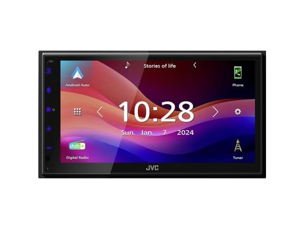 JVC Dual-DIN-monitoimilaite Android Auto™, Apple CarPlay, takakameraliitäntä, DAB+-viritin, sis. kaukosäätimen