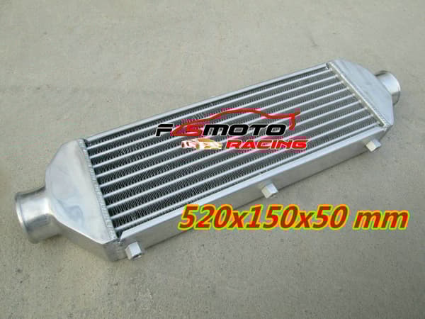 Universell Aluminium Intercooler, 520x150x50 mm kärnstorlek, 2,6" inlopp/utlopp, förbättrad kylningseffektivitet