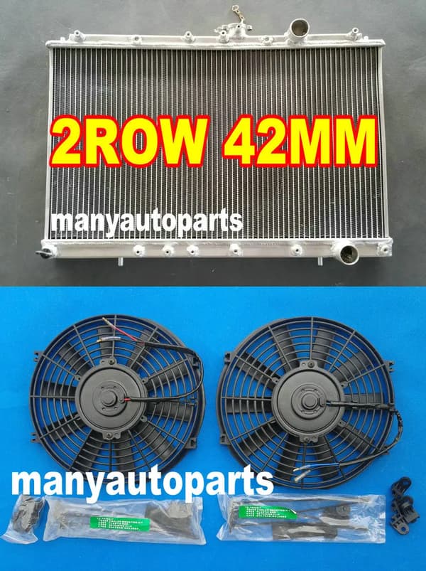 Aluminiumkøler til Mitsubishi Lancer EVO 1 2 3, 2-rækkers design, forbedret kølekapacitet,radiator og blæsere