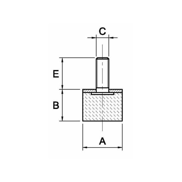 Gummistötdämpare hane typ D, Fi 30x30 mm, M8x23 mm, cylindrisk 84267
