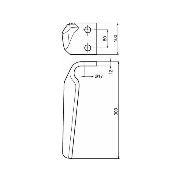 Kniv för rotorharv L300 RH-52-DER, 36100211, 0088310S 07335