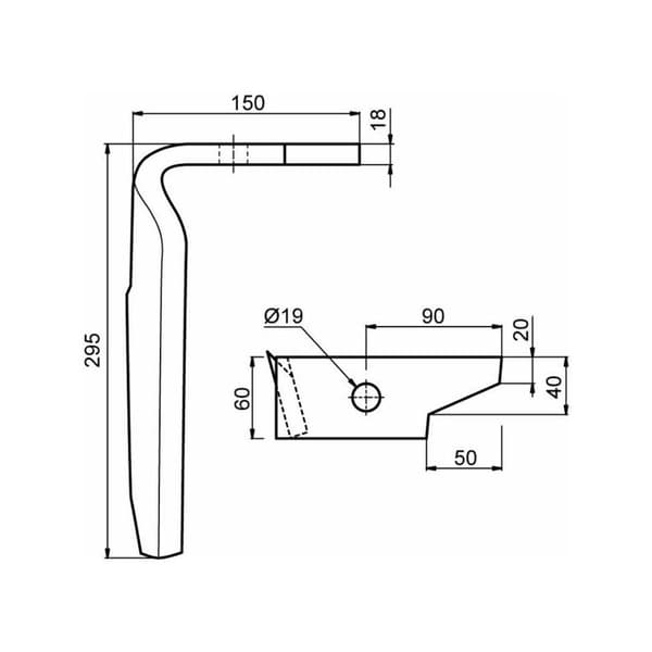 Kniv til rotorharve L:295mm AMAZONE 65848