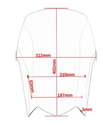 TopX TILBEHØR FORRUDE 40CM YAMAHA TENERE XT 700 Z 19 23 KÅLE SLÅET