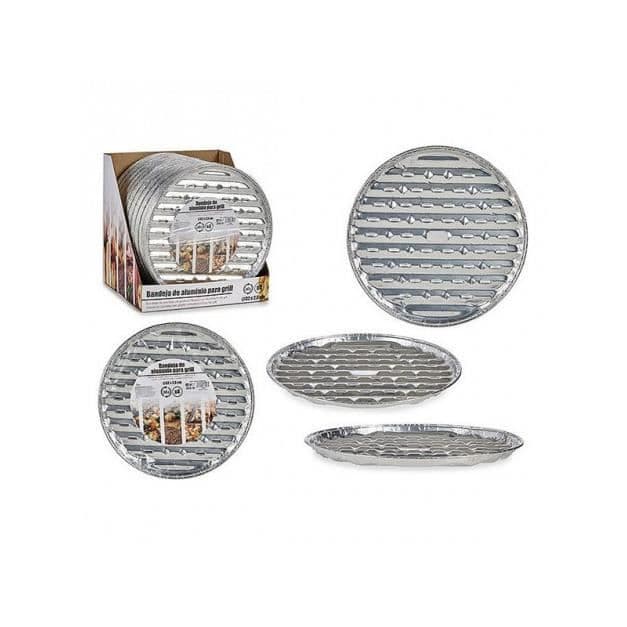 BigBuy Home - Runda grilltrågset i aluminium (4 st) (Ø 32 x 2,5 cm)
