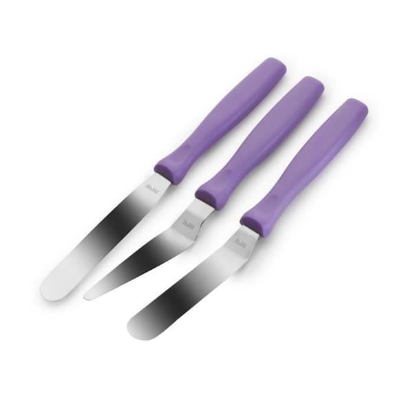 SET 3 MINI - MINI SPATULAS 18/10 ROSTFRITT STÅL - PLASTHANDTAG - DISKMASKINSÄKER - LÄNGD 10 CM