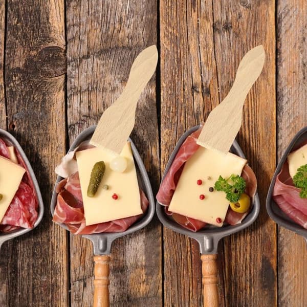 Set med 6 raclette-spatlar i trä 13 cm FSC Fackelmann