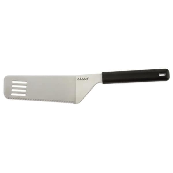 Vinklad spade för kakor och pajer rostfritt stålblad 16 cm svart handtag -
