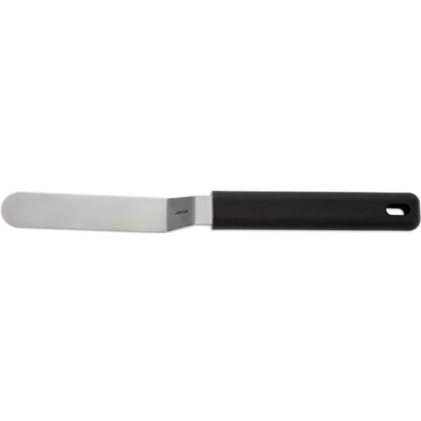 Vinklad spatel med blad av rostfritt stål svart handtag-9cm