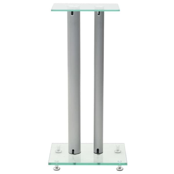 vidaXL Högtalarstativ 2 st härdat glas 2 pelare silver