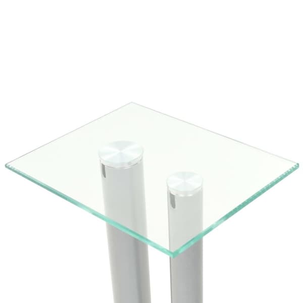 vidaXL Högtalarstativ 2 st härdat glas 2 pelare silver