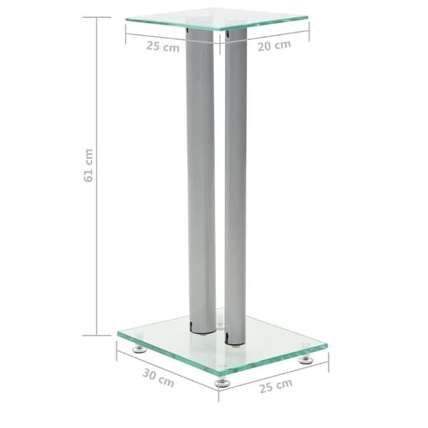 vidaXL Högtalarstativ 2 st härdat glas 2 pelare silver