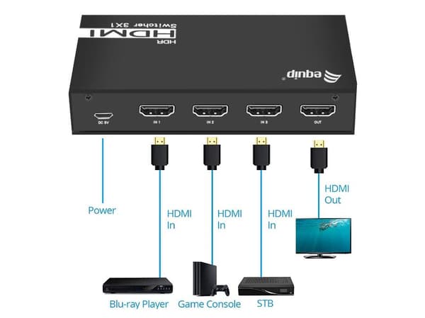 Utrusta 332725 - HDMI - Svart - Aluminium - 60 Hz - 3840 x 2160 - 7.1 kanaler (332725)