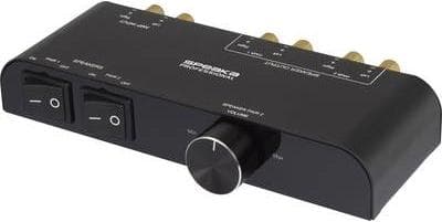SpeaKa Professional 1629555 SP-6518220 2-ports højttalerkontakt integreret lydstyrkekontrol Sort