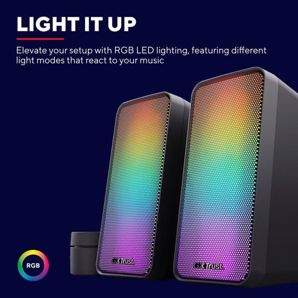 Trust GXT 611 Wezz - Upplyst 2.0 RGB högtalarset - 12W toppeffekt - svart