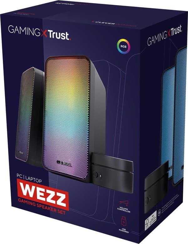 Trust GXT 611 Wezz - Upplyst 2.0 RGB högtalarset - 12W toppeffekt - svart