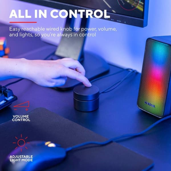Trust GXT 611 Wezz - Upplyst 2.0 RGB högtalarset - 12W toppeffekt - svart