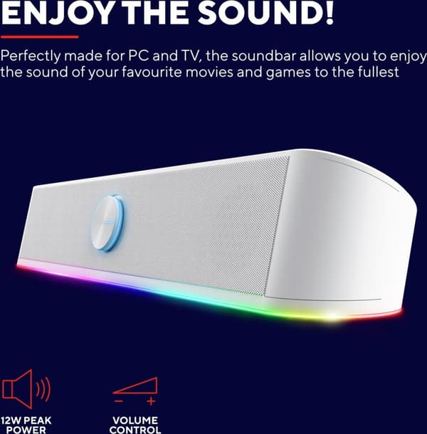 Trust GXT 619W Thorne - Soundbar - RGB belysning - Hvid