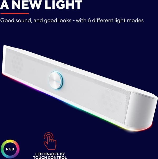 Trust GXT 619W Thorne - Soundbar - RGB belysning - Hvid