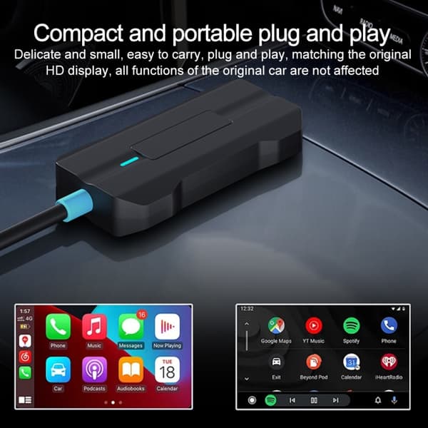 Ljudadapter för CarPlay och Android Auto med USB- och USB-C-anslutning