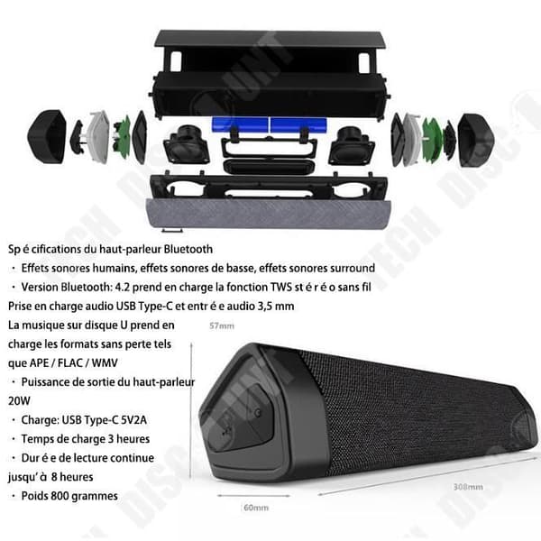 TD® Home audio och video bärbar mobiltelefon trådlös Bluetooth 4.2 högtalare super subwoofer surroundljud 3