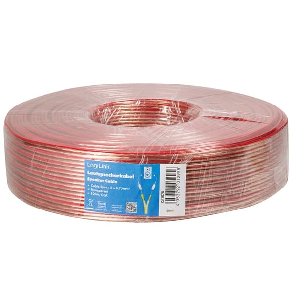 LogiLink Högtalarkabel 2x0,75 100m Tr