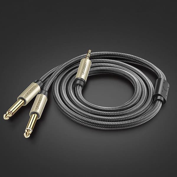 Ugreen Audio Kabel Mini Jack 3.5 mm Till 2 x jack 6.35 mm 1m - Grå