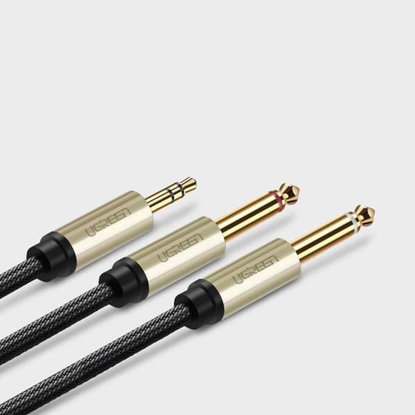 Ugreen Audio Kabel Mini Jack 3.5 mm Till 2 x jack 6.35 mm 1m - Grå