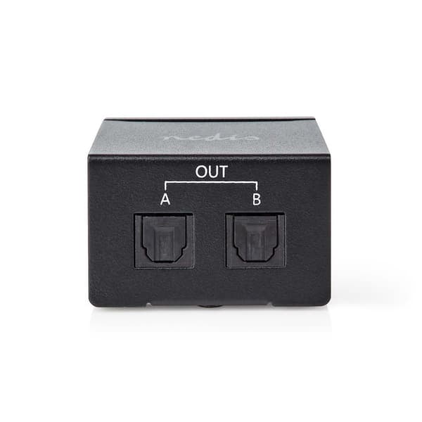 Nedis Video Transmitter | 1-veje | Tilslutninger indgang: TosLink Hun | Tilslutninger udgang: 2x TosLink | Trykknap | Metal | Sort