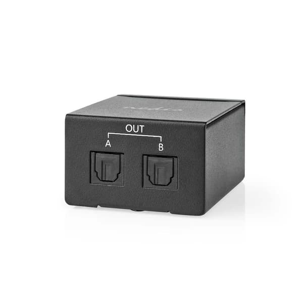 Nedis Video Transmitter | 1-veje | Tilslutninger indgang: TosLink Hun | Tilslutninger udgang: 2x TosLink | Trykknap | Metal | Sort