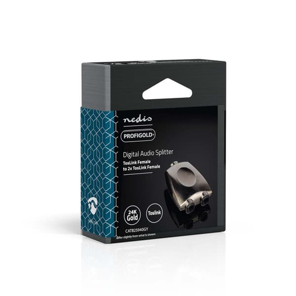 Nedis TosLink Adapter | Toslink Hunn | 2x Toslink Hunn | Splitter | Aluminium | Gun Metal Grå | 1 stk. | Boks