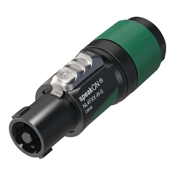 Neutrik 4-napainen speakON-kaapeliliitin, ruuviliitin, kiristystyyppinen vedonpoisto kaapelin halkaisijoille 6-12 mm