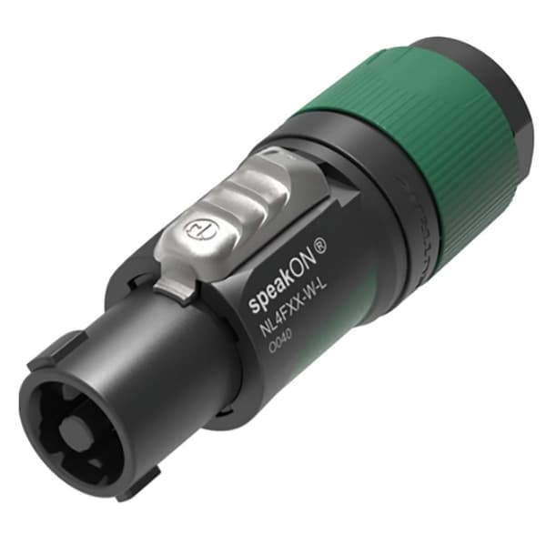 Neutrik 4 pole speakON cable connector, screw terminal assembly, chuck type strain relief for cable diameters 10 to 16 mm