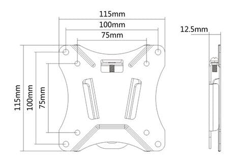 Office Compact Slim Fixed Wall Mount, 13"-27", 25 kg, black