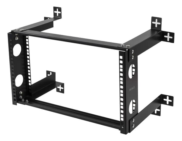 19" wall mount, 6U, 35kg load, steel, mounting kit, black