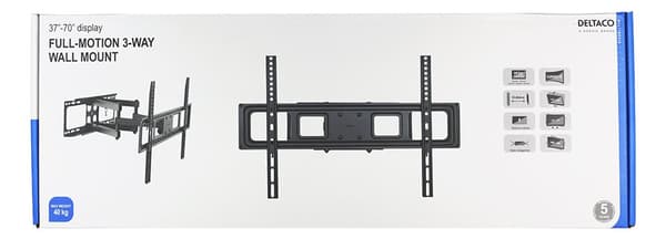 Full motion 3-way wall mount for monitor/tv, 37"-70", tilt