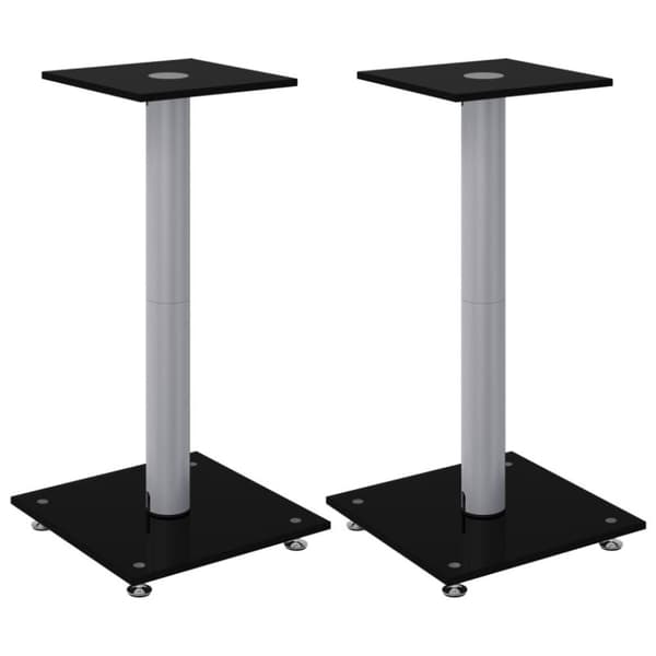 vidaXL Högtalarstativ 2 st härdat glas 1-pelarmodell svart & silver