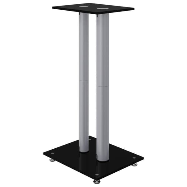 vidaXL Högtalarstativ 2 st härdat glas 2-pelarmodell svart & silver