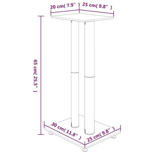 vidaXL Högtalarstativ 2 st härdat glas 2-pelarmodell svart & silver
