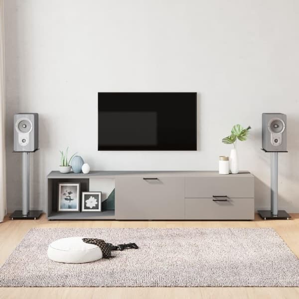 vidaXL Högtalarstativ 2 st härdat glas 2-pelarmodell svart & silver