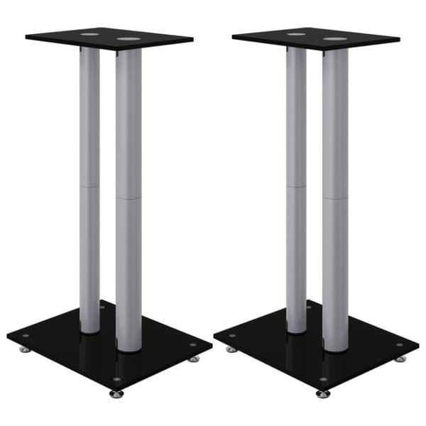 vidaXL Högtalarstativ 2 st härdat glas 2-pelarmodell svart & silver