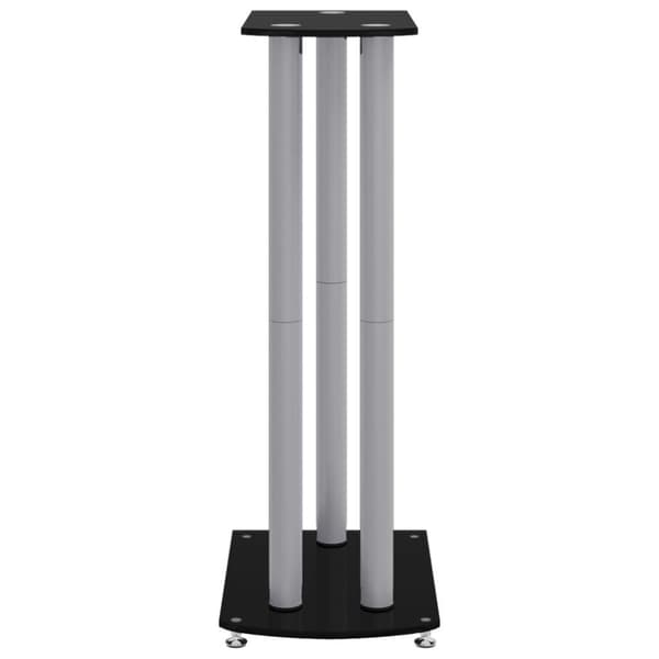 vidaXL Högtalarstativ 2 st härdat glas 3-pelarmodell svart & silver