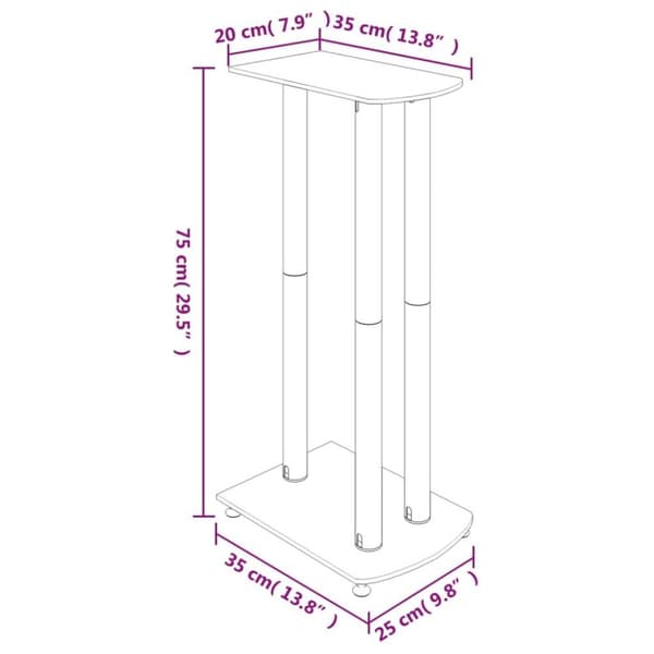 vidaXL Högtalarstativ 2 st härdat glas 3-pelarmodell svart & silver
