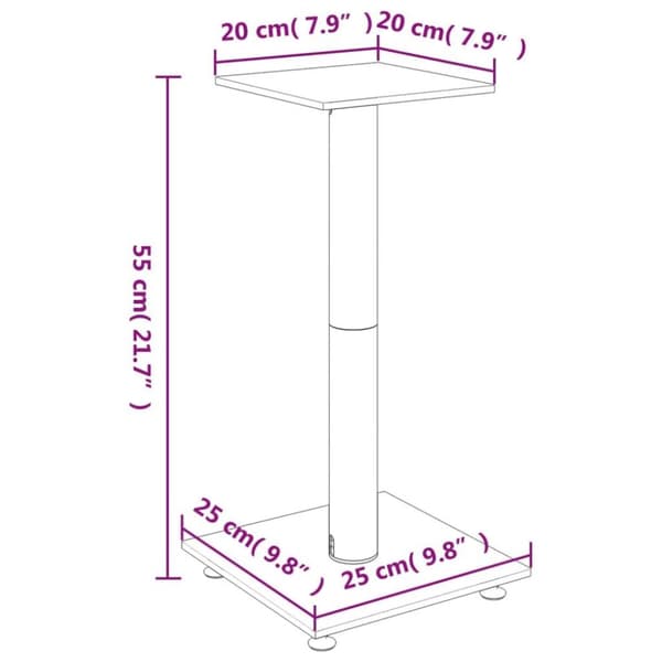 vidaXL Stativ för högtalare 2 st härdat glas 1-pelarmodell svart