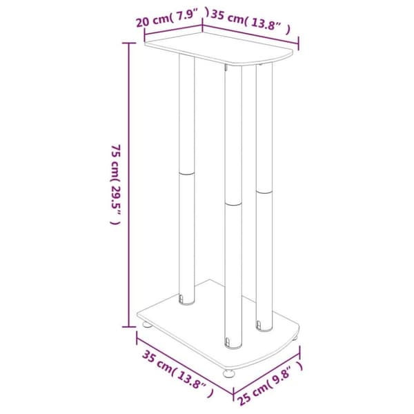 vidaXL vidaL Högtalarstativ 2 st härdat glas 3 pelare silver
